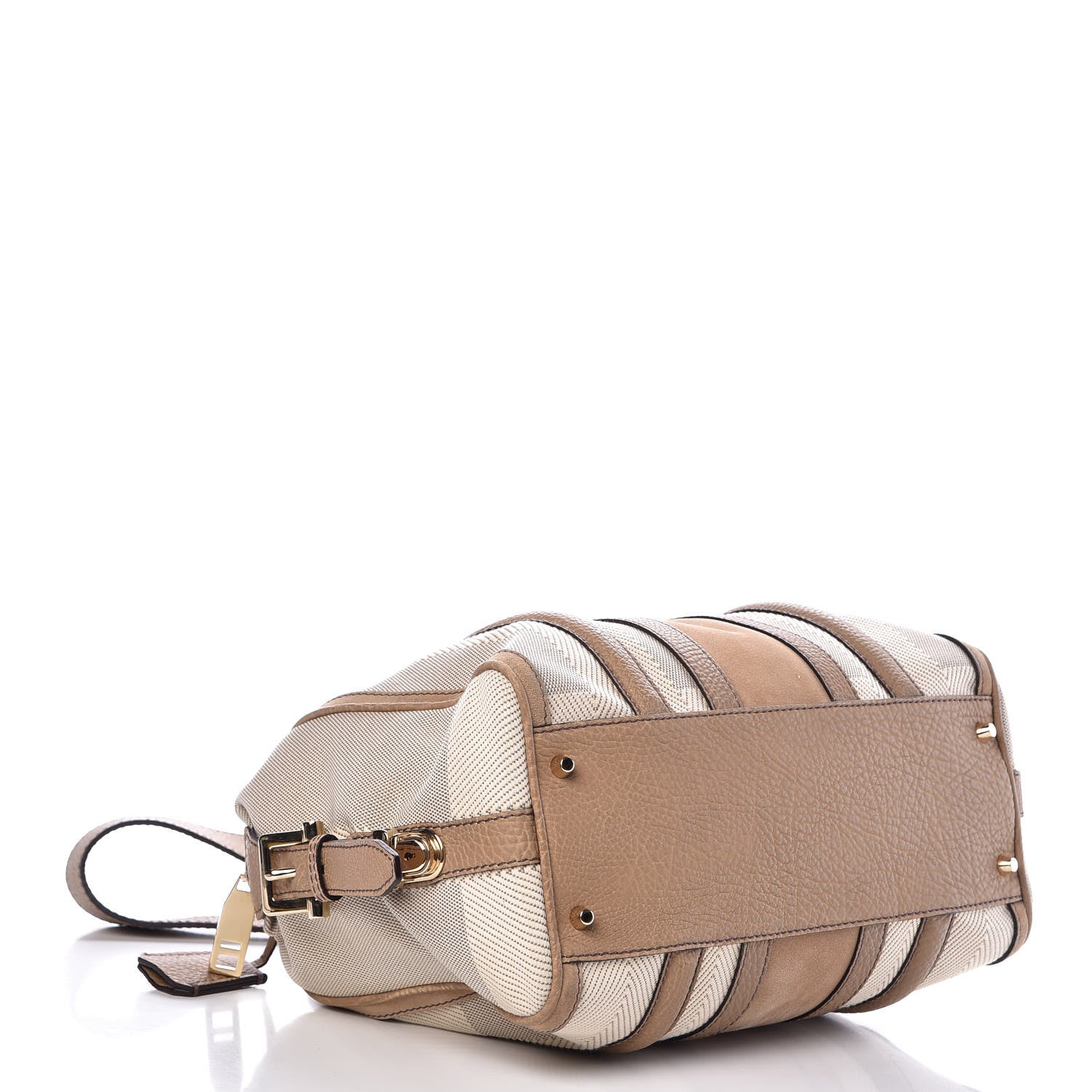 Burberry Canvas Calfskin Satchel Beige 5 of 10