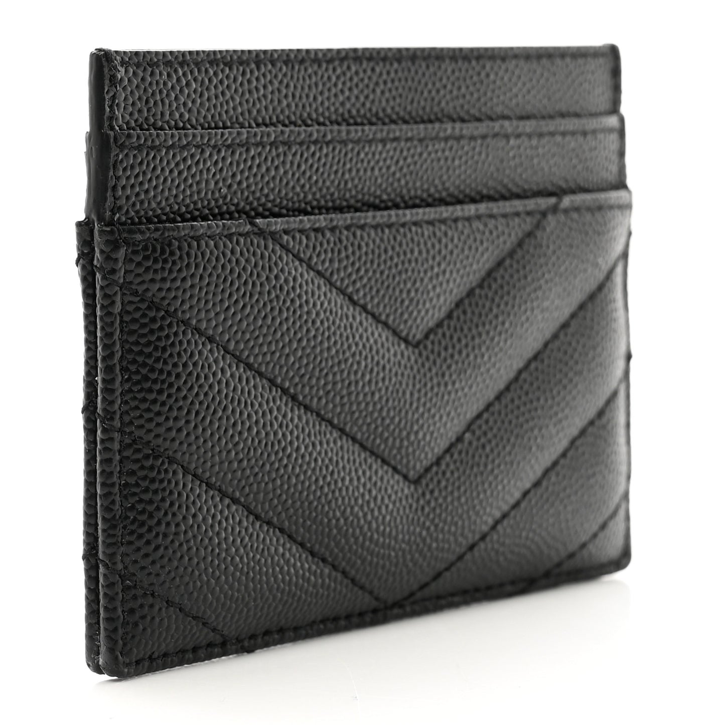 Grain De Poudre Matelasse Chevron Monogram Credit Card Case Black