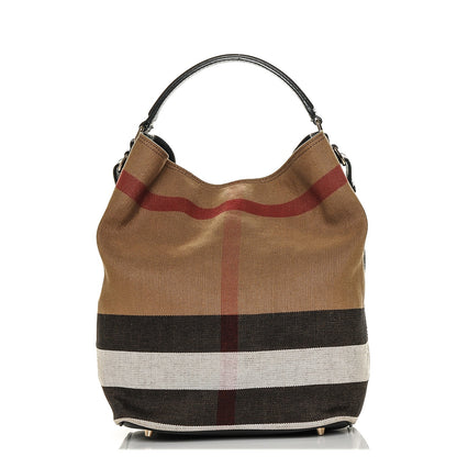 Burberry Canvas Mega Check Medium Ashby Hobo Black 1 of 7