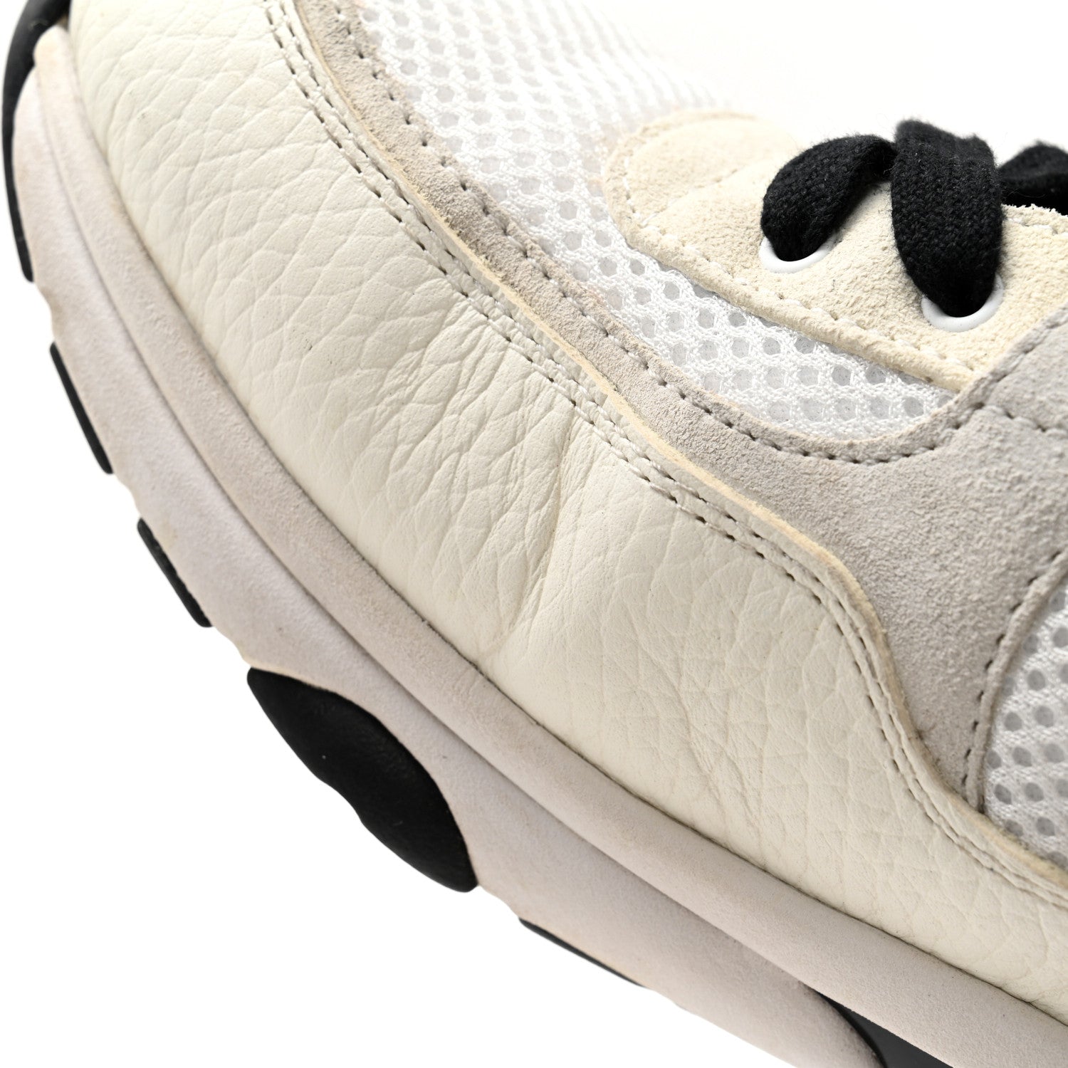 Chanel Mesh Suede Grained Calfskin Womens CC Sneakers 37.5 White Black 15 of 18
