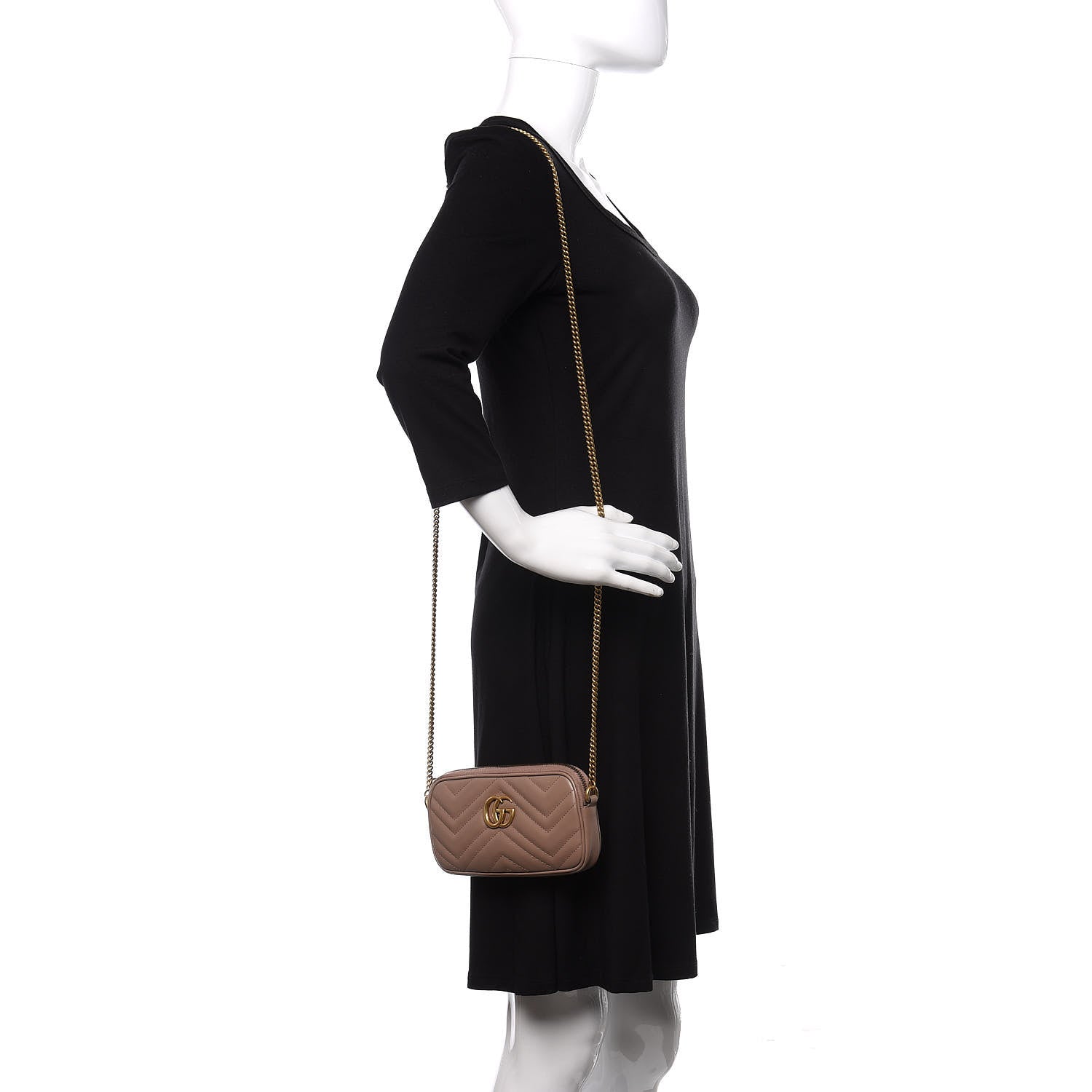 Gucci Calfskin Matelasse Mini GG Marmont Chain Crossbody Bag Porcelain Rose 2 of 10