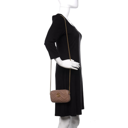 Gucci Calfskin Matelasse Mini GG Marmont Chain Crossbody Bag Porcelain Rose 2 of 10