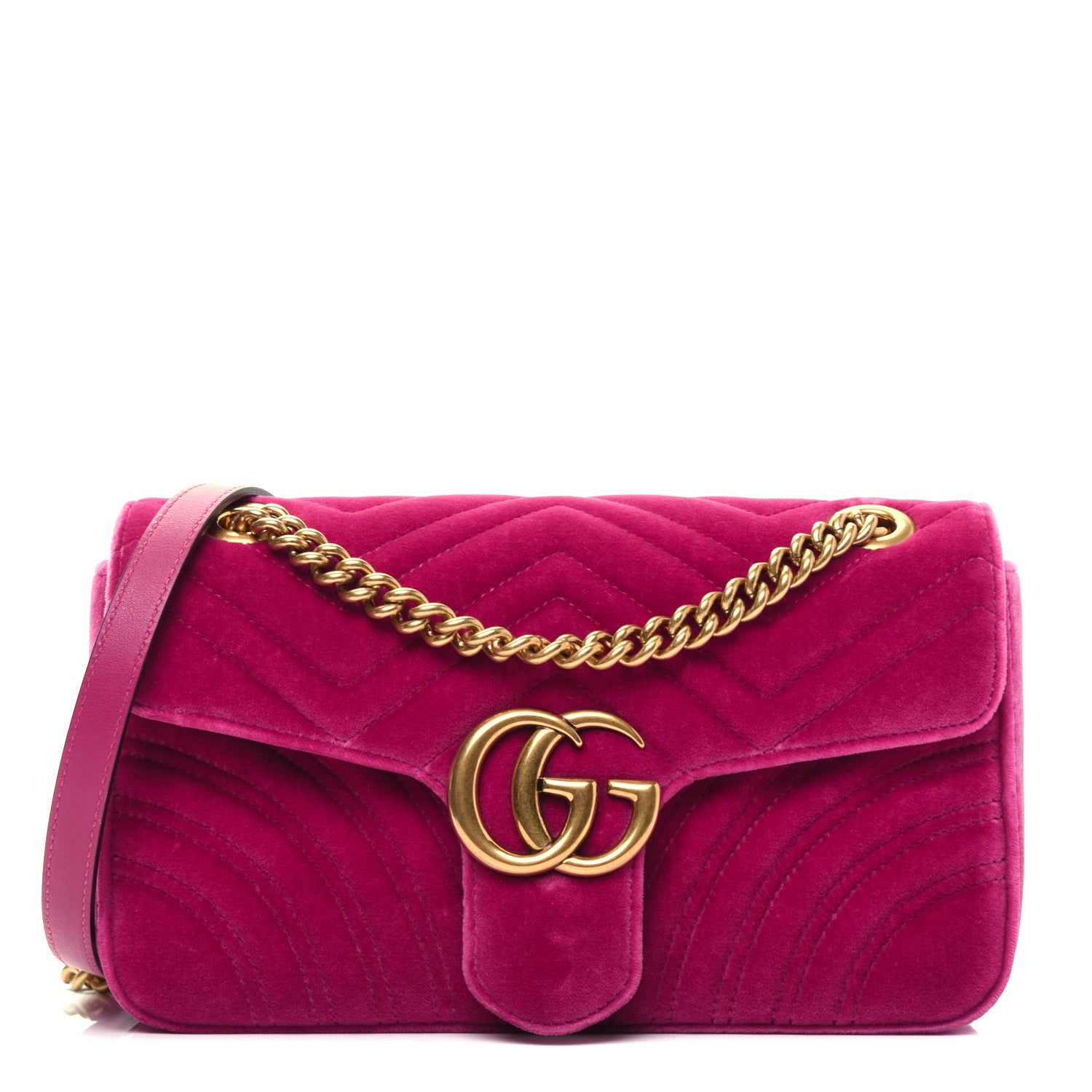Gucci Velvet Matelasse Small GG Marmont Shoulder Bag Light Raspberry Rose 1 of 17