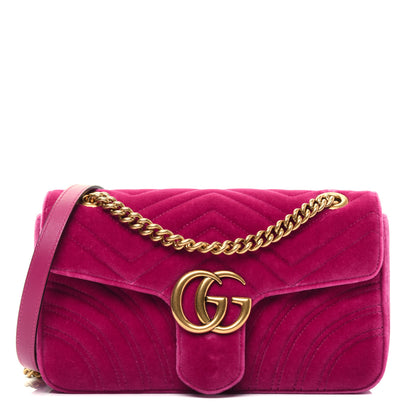 Gucci Velvet Matelasse Small GG Marmont Shoulder Bag Light Raspberry Rose 1 of 17