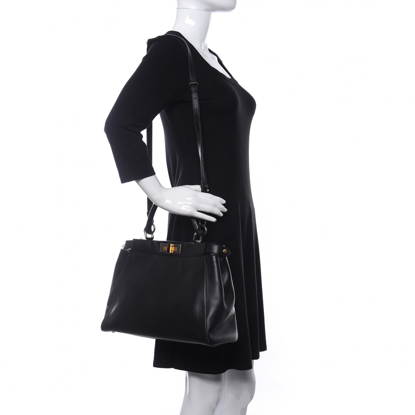 Calfskin Calf Hair Leopard Print Medium Peekaboo Iconic Satchel Black