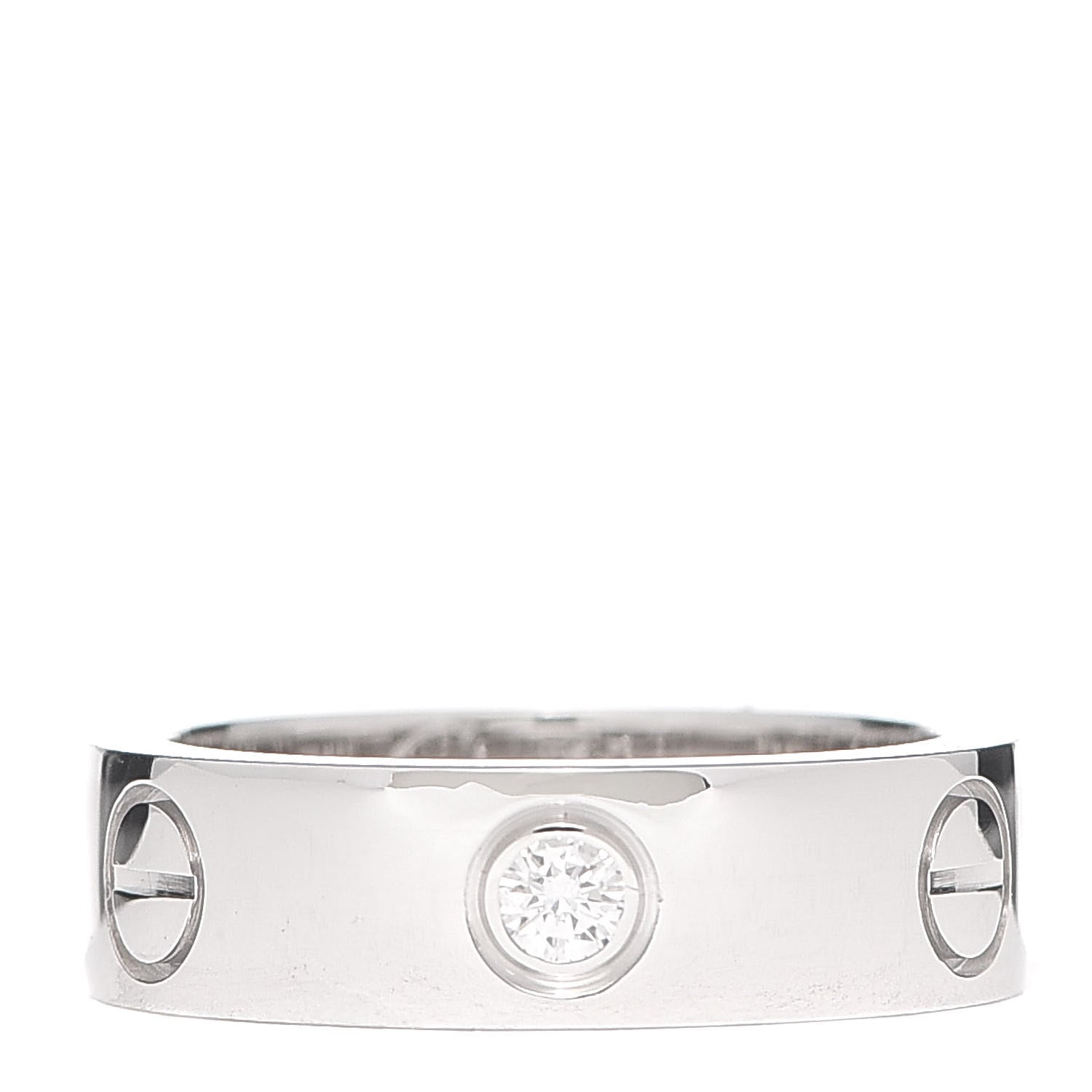 Cartier 18K White Gold 3 Diamond 5.5mm LOVE Ring 51 5.75 1 of 6