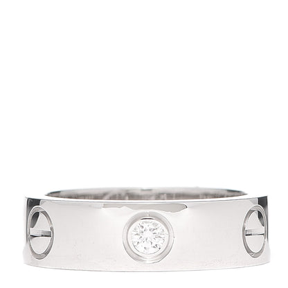 Cartier 18K White Gold 3 Diamond 5.5mm LOVE Ring 51 5.75 1 of 6