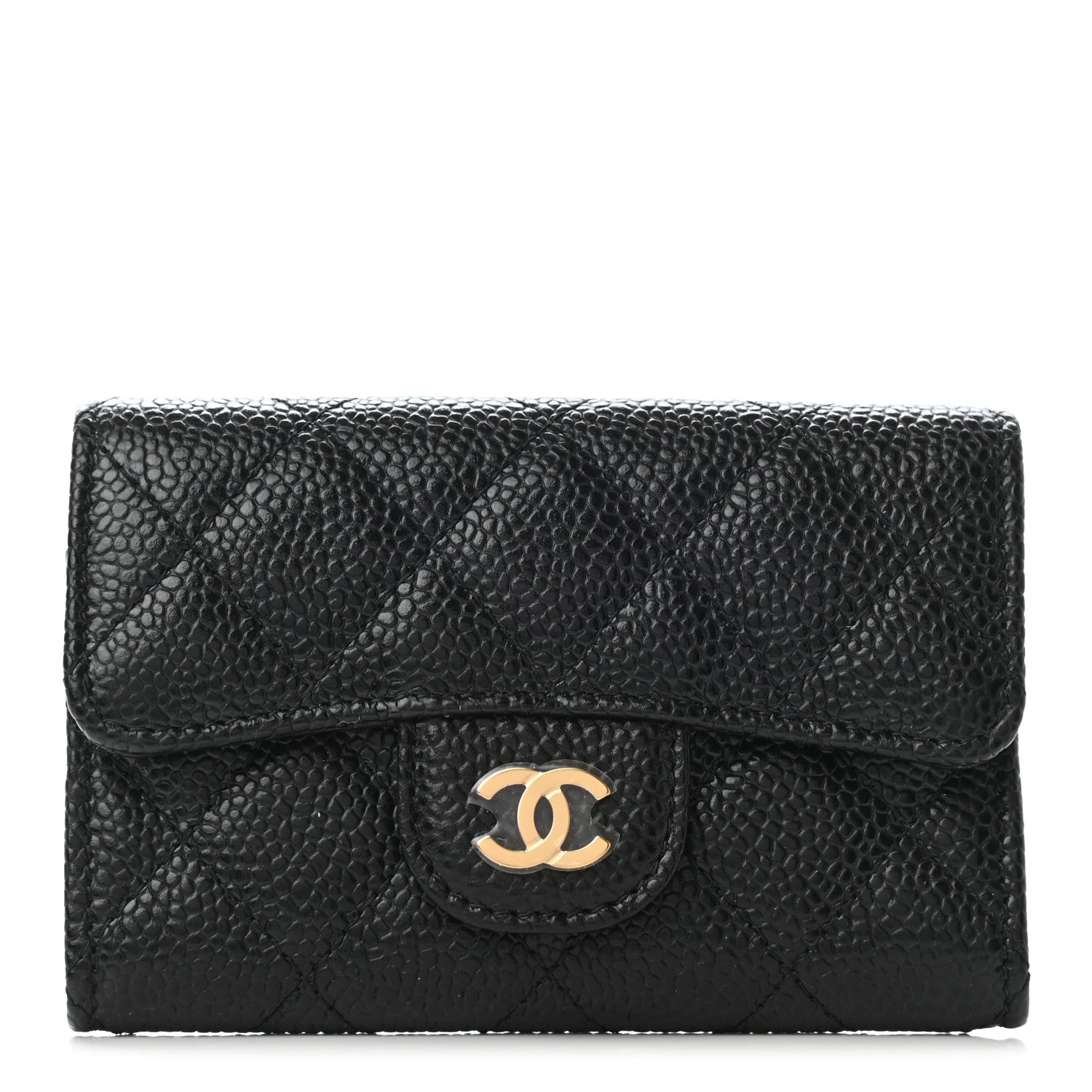Chanel Caviar Quilted Flap Card Holder Wallet Black 1 of 8