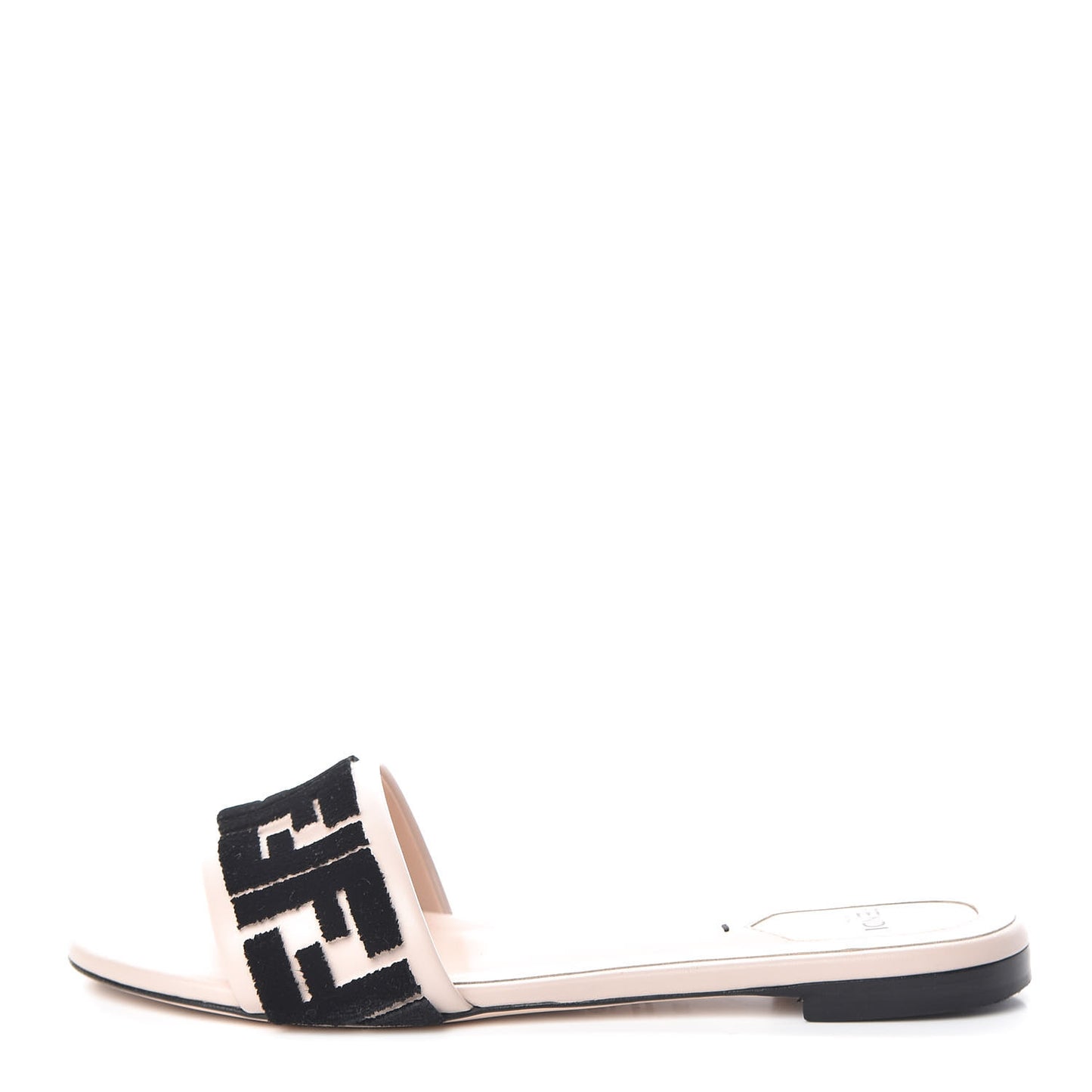Vitello Velvet FF Reloaded Flat Slide Sandals 37.5 Soap Black