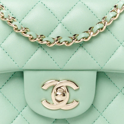 Chanel Lambskin Quilted Mini Top Handle Rectangular Flap Light Green 9 of 11