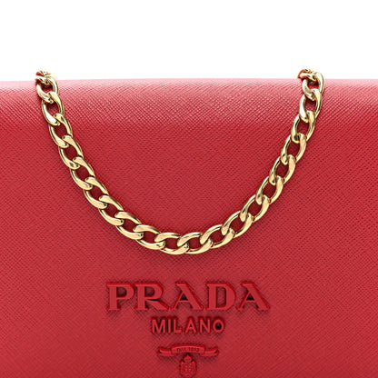 Prada Saffiano Lux Monochrome Chain Wallet Fuoco 8 of 10