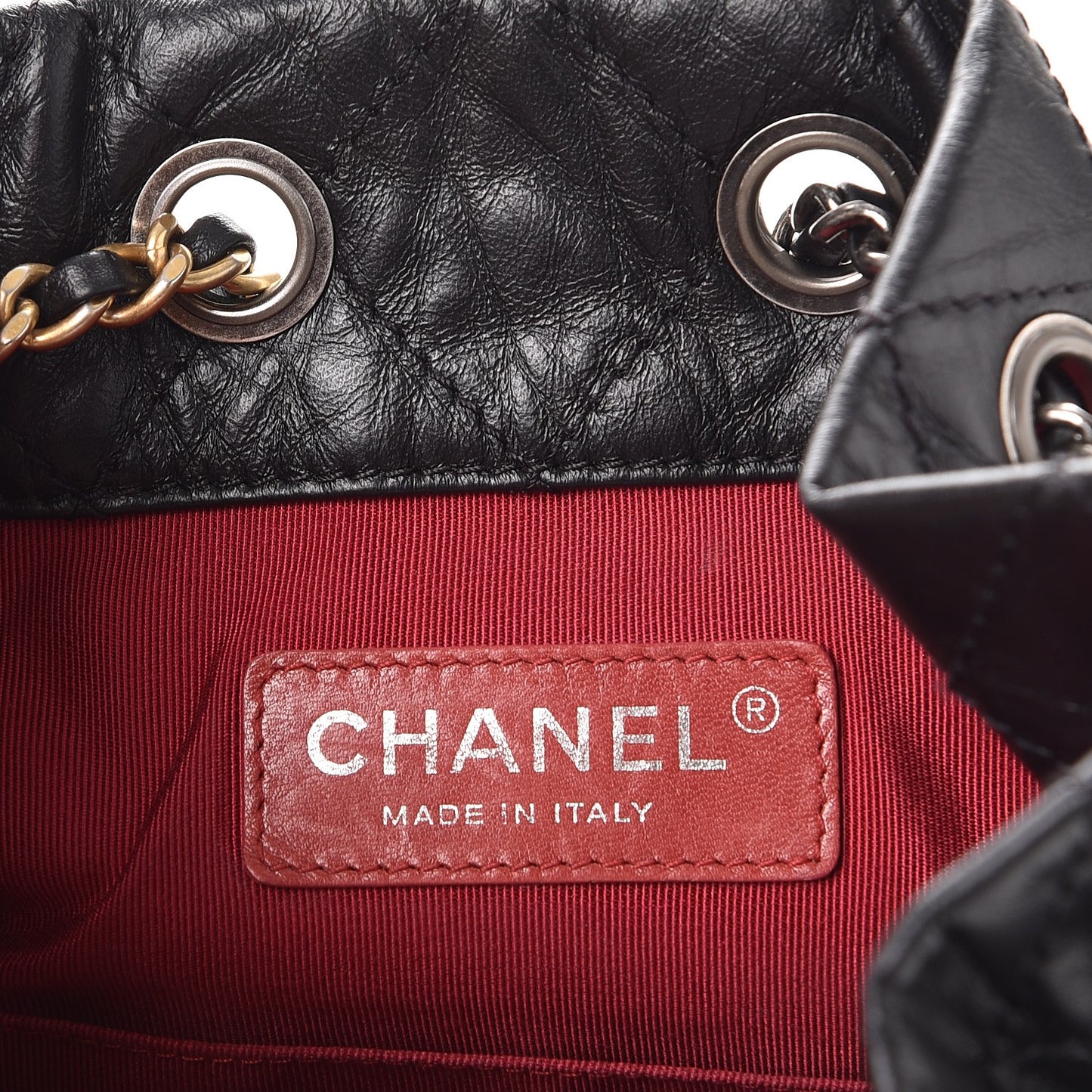Aged Calfskin Quilted Gabrielle Backpack Black