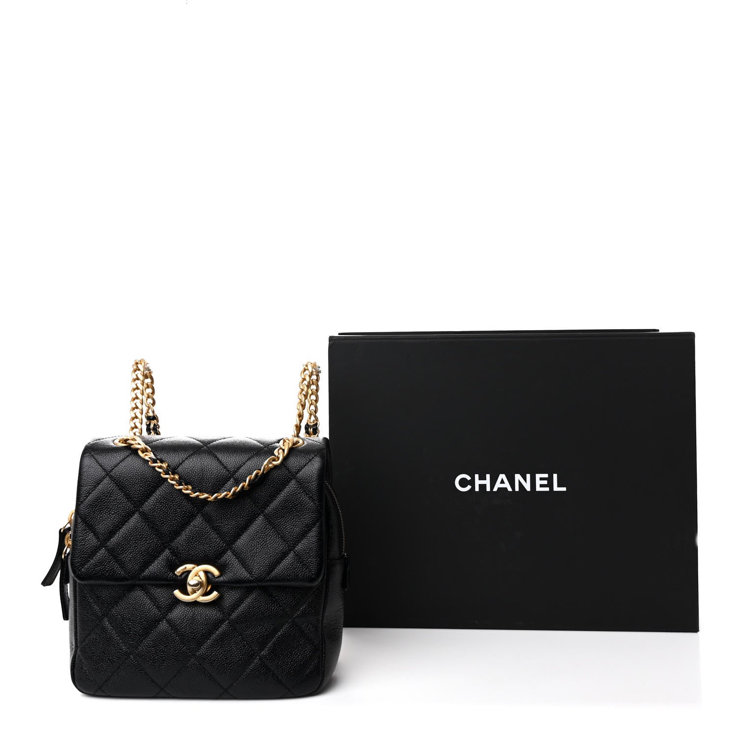 Chanel Shiny Caviar Quilted Chain Melody Backpack Black 11 of 11
