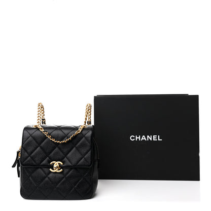 Chanel Shiny Caviar Quilted Chain Melody Backpack Black 11 of 11