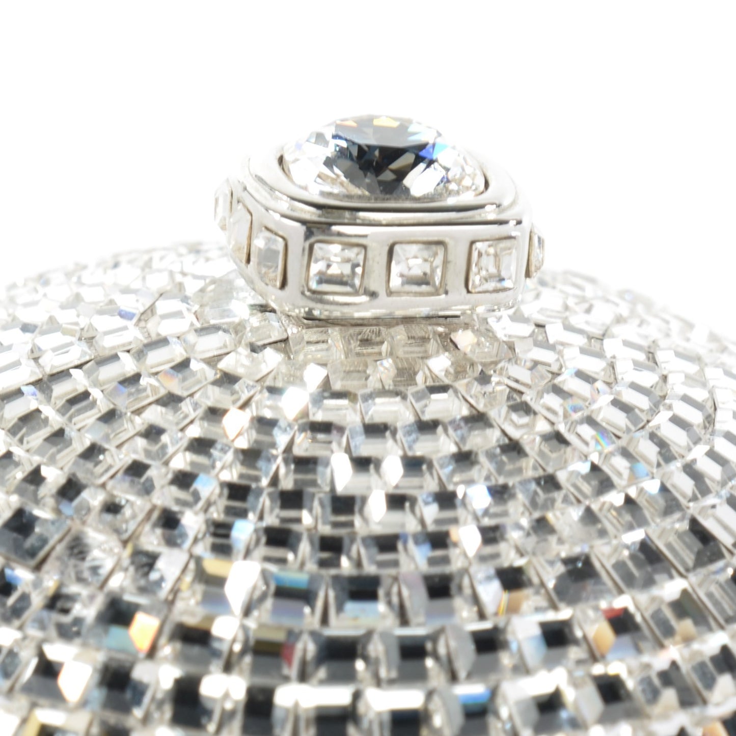 Swarovski Crystal Disco Ball Minaudiere Clutch Silver