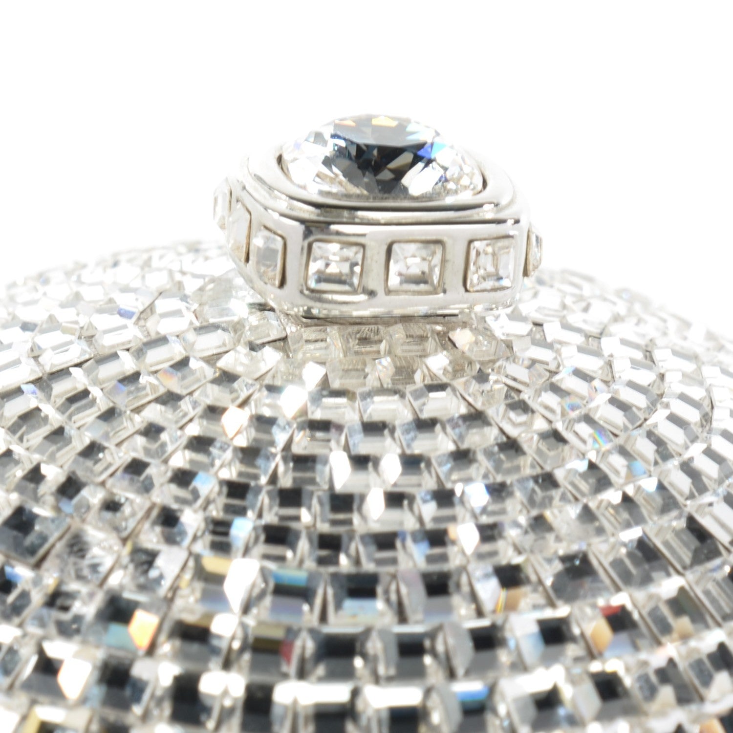 Judith Leiber Swarovski Crystal Disco Ball Minaudiere Clutch Silver 3 of 6