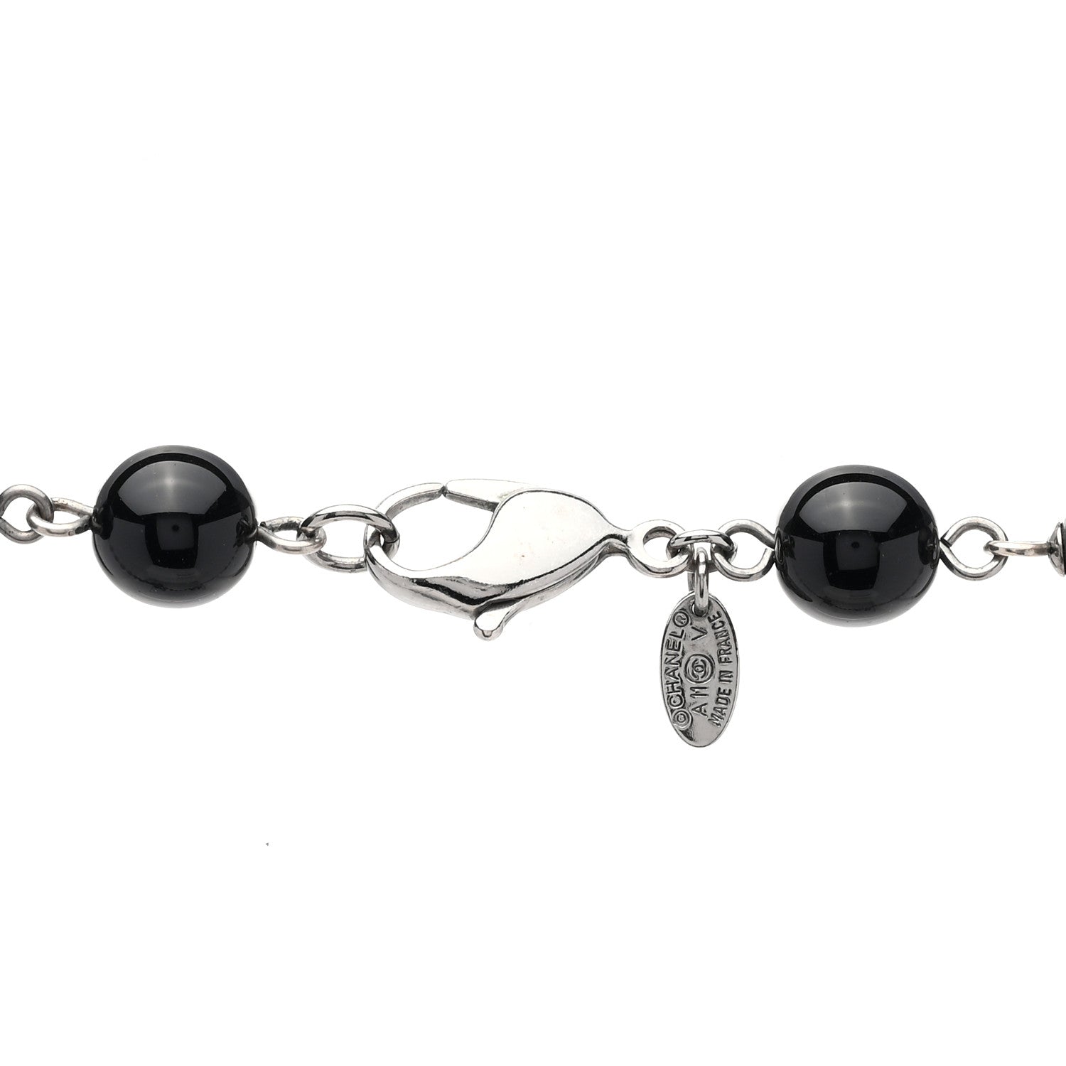 Chanel Ruthenium Pearl Beaded CC Long Necklace Black 5 of 5