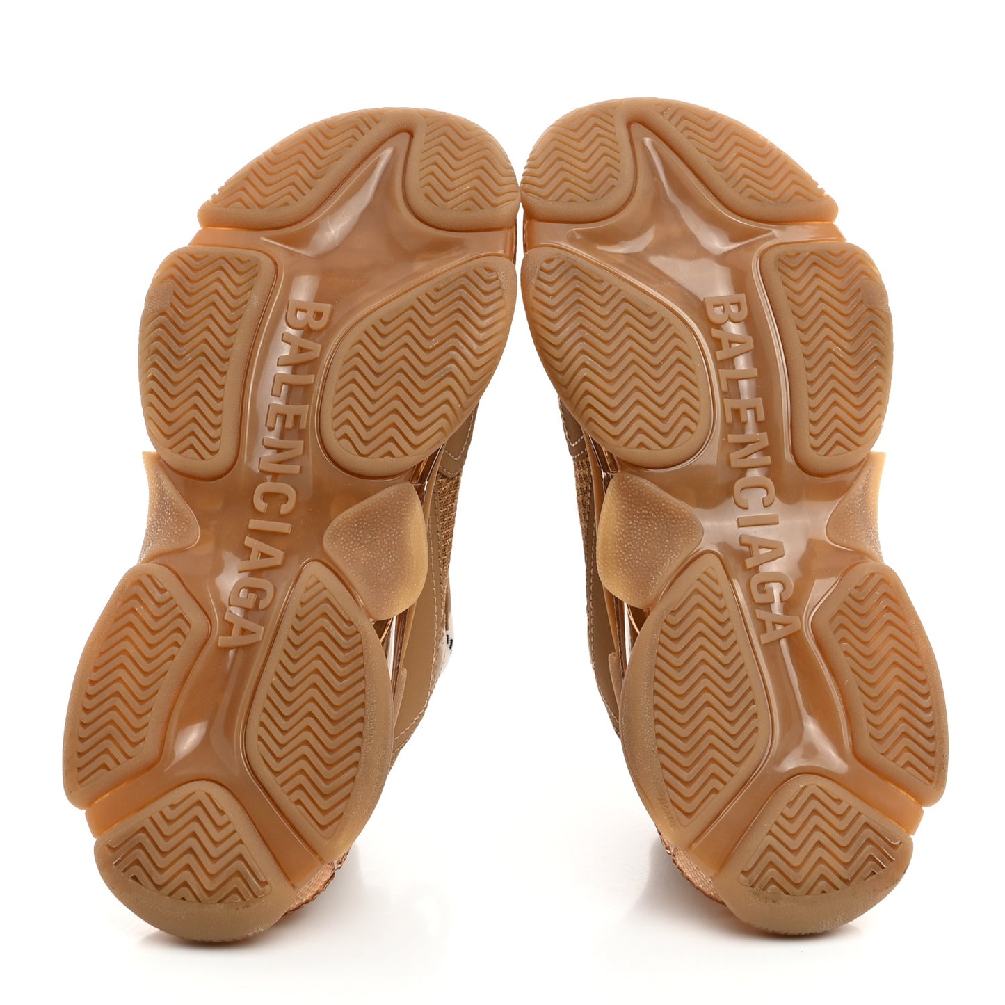 Fabric Mesh Clear Sole Womens Triple S Sneakers 38 Light Camel