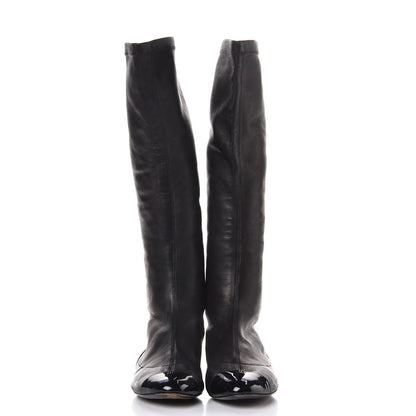 Chanel Lambskin Cap Toe Ballerina High Boots 39.5 Black 4 of 11