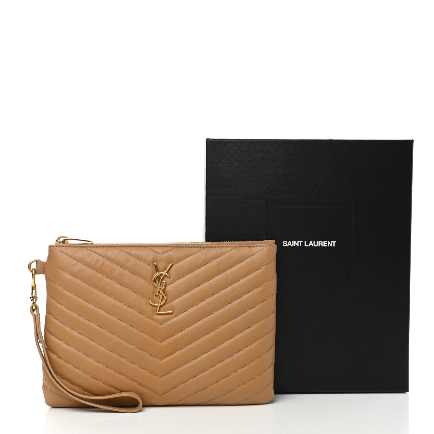 Calfskin Matelasse Chevron Monogram A5 Wristlet Dune