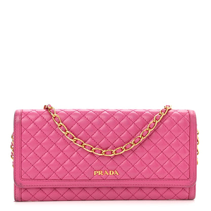 Prada Soft Calfskin Quilted Chain Wallet Fuxia 1 of 10