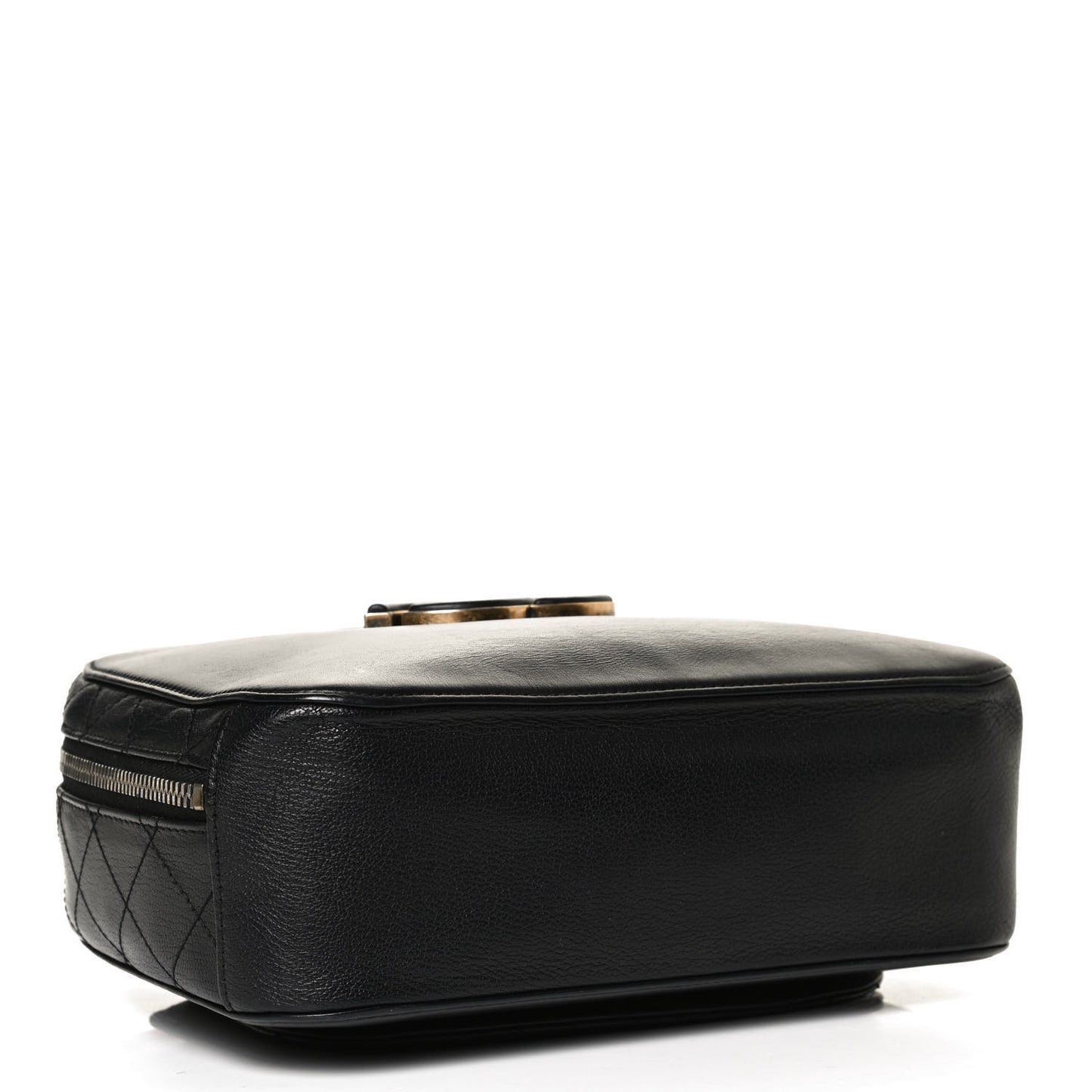 Shiny Calfskin Goatskin Quilted Coco Curve Vanity Black
