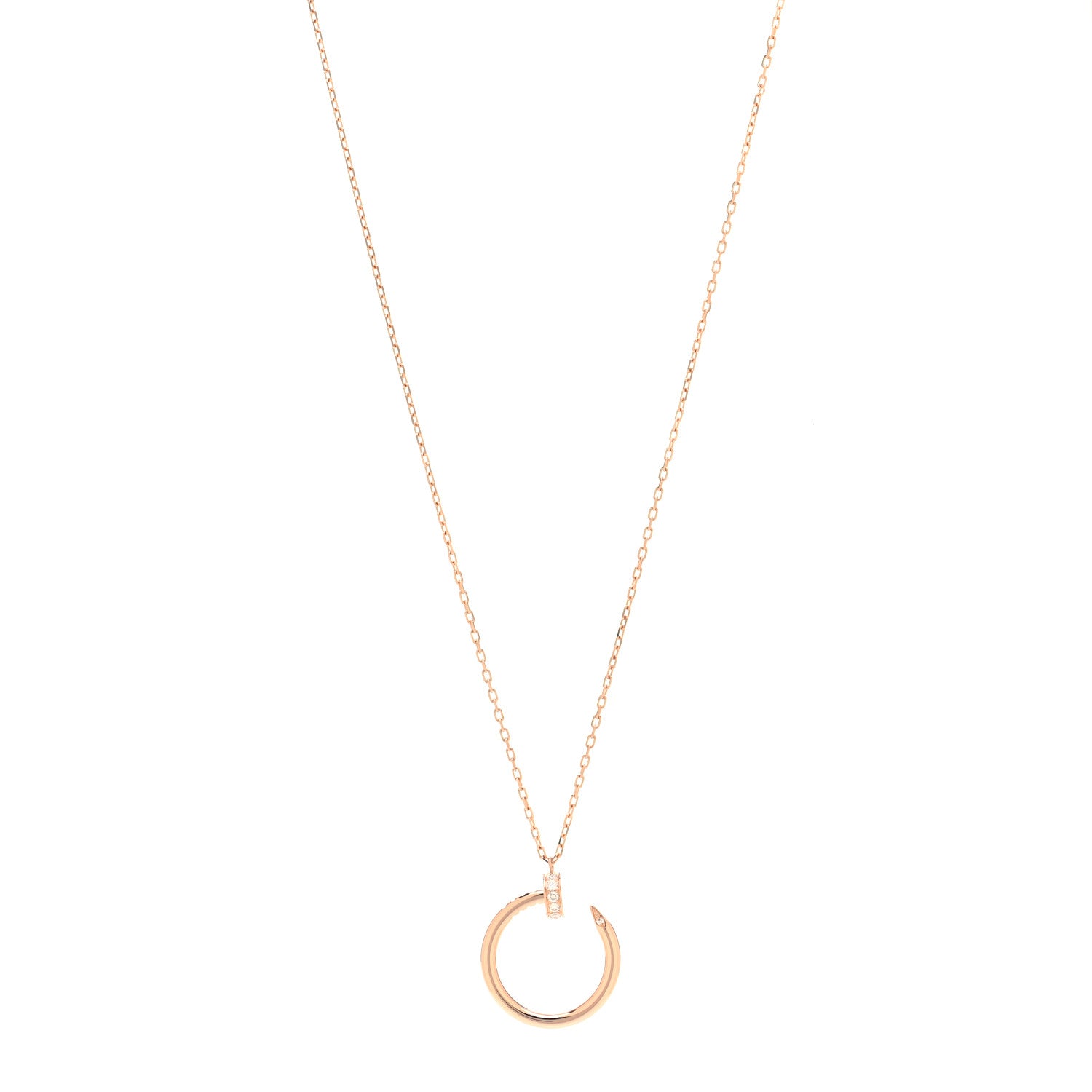 Cartier 18K Pink Gold Diamond Juste Un Clou Pendant Necklace 1 of 5