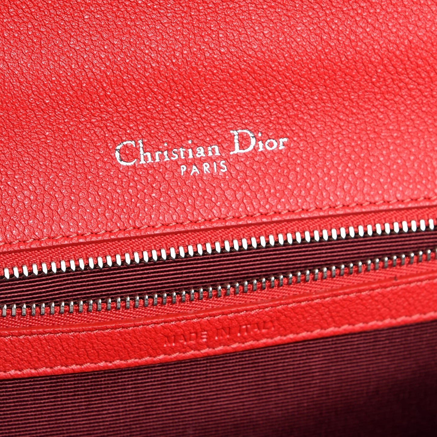Grained Calfskin Medium Diorama Flap Bag Red