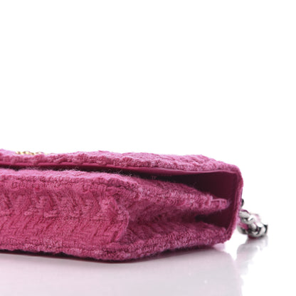 Chanel Wool Tweed Lambskin Quilted 19 Wallet On Chain WOC and Coin Purse Fuchsia 7 of 14