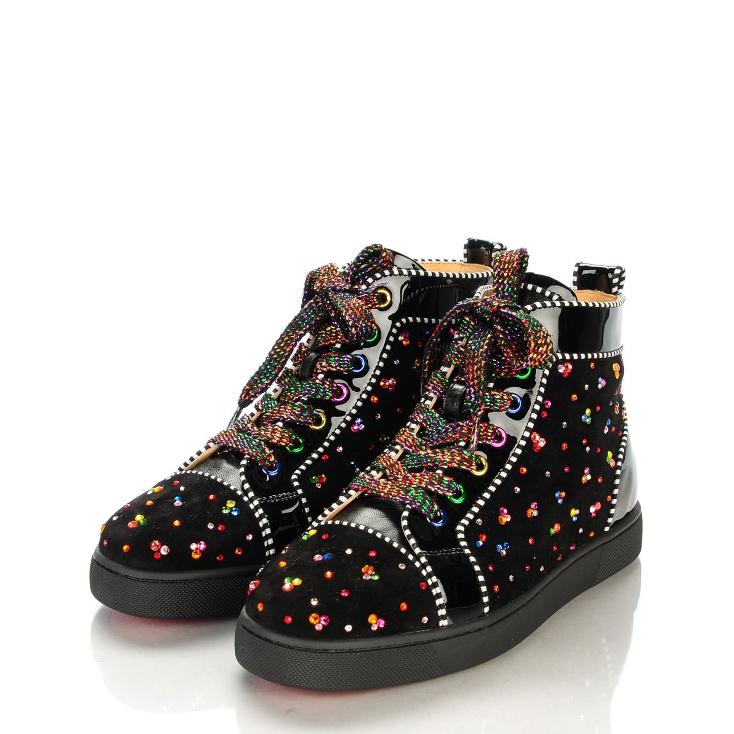 Suede Patent Louis Clair De Lune Flat Sneakers 37 Version Black Multicolor