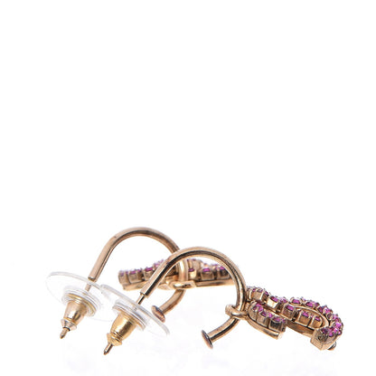 Chanel Crystal CC Dangle Earrings Pink Gold 5 of 5