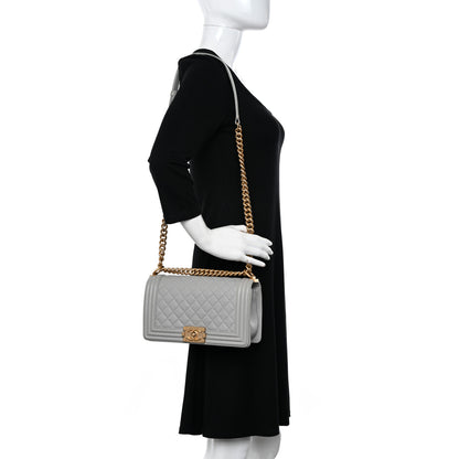 Chanel Caviar Quilted Medium Boy Flap Light Grey 2 of 11
