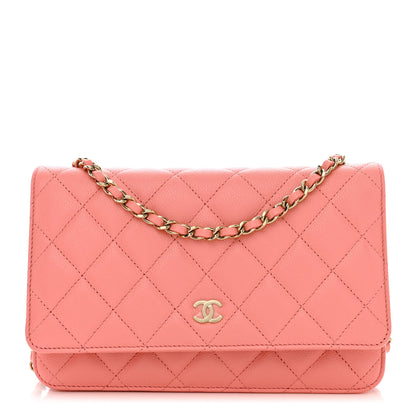 Chanel Caviar Quilted Wallet on Chain WOC Coral Pink 1 of 12