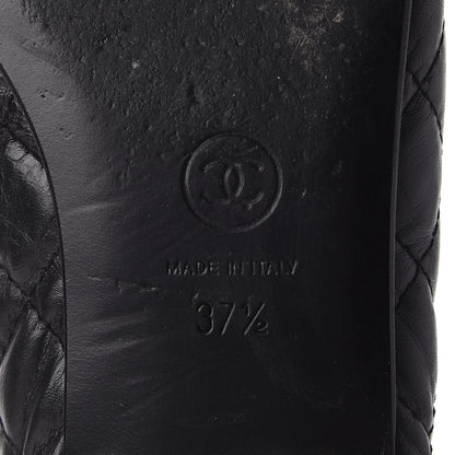 Chanel Aged Calfskin Quilted CC Cap Toe Ballerina Flats 37.5 Black 8 of 14