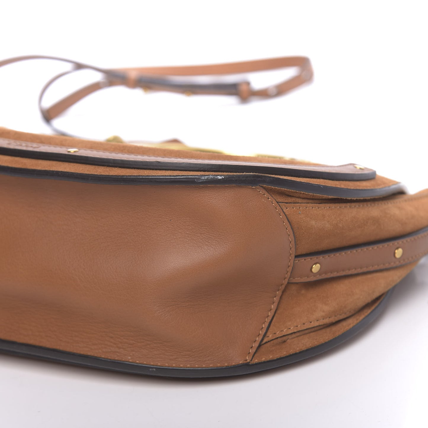 Calfskin Suede Medium Pixie Shoulder Bag Caramel