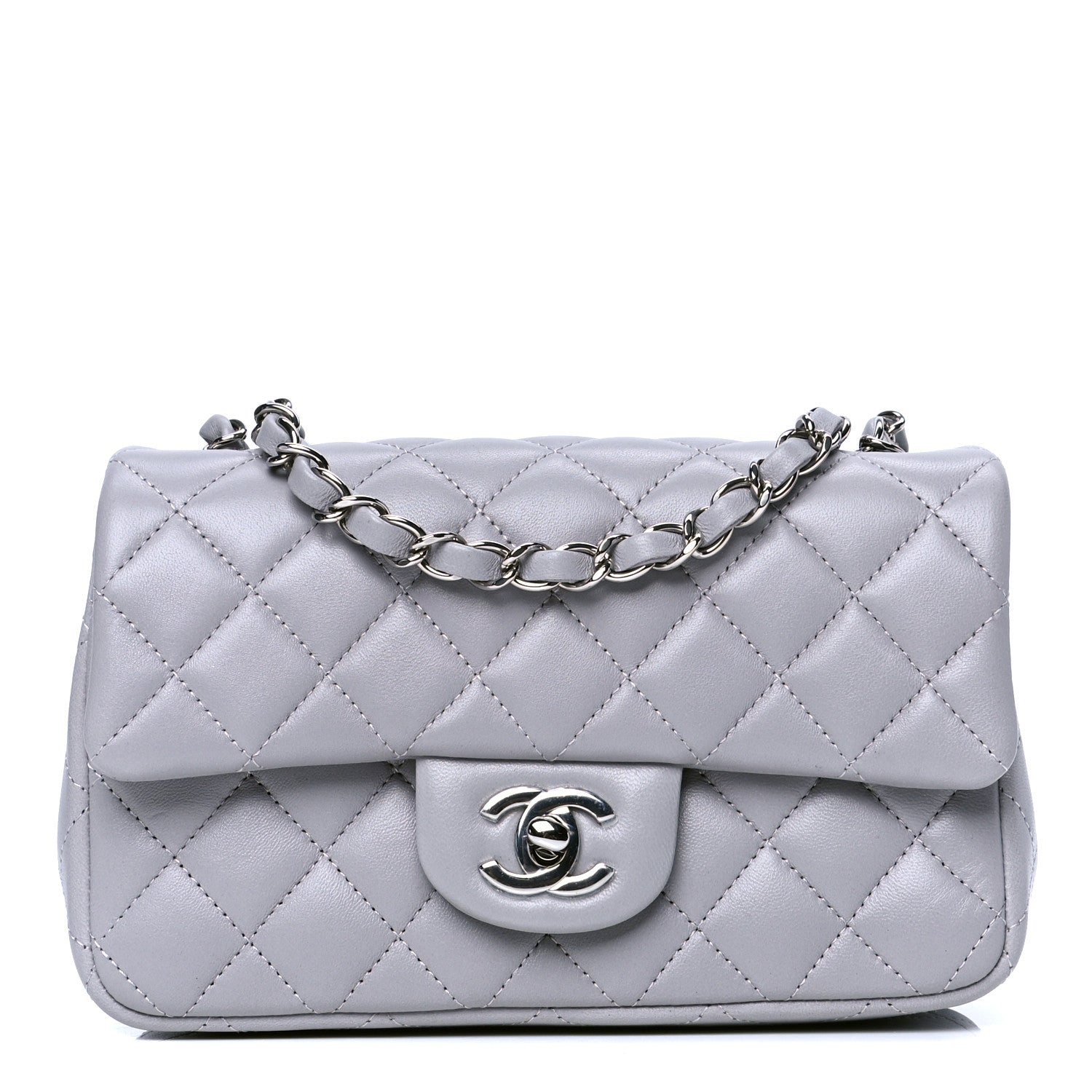 Chanel Lambskin Quilted Mini Rectangular Flap Grey 1 of 4