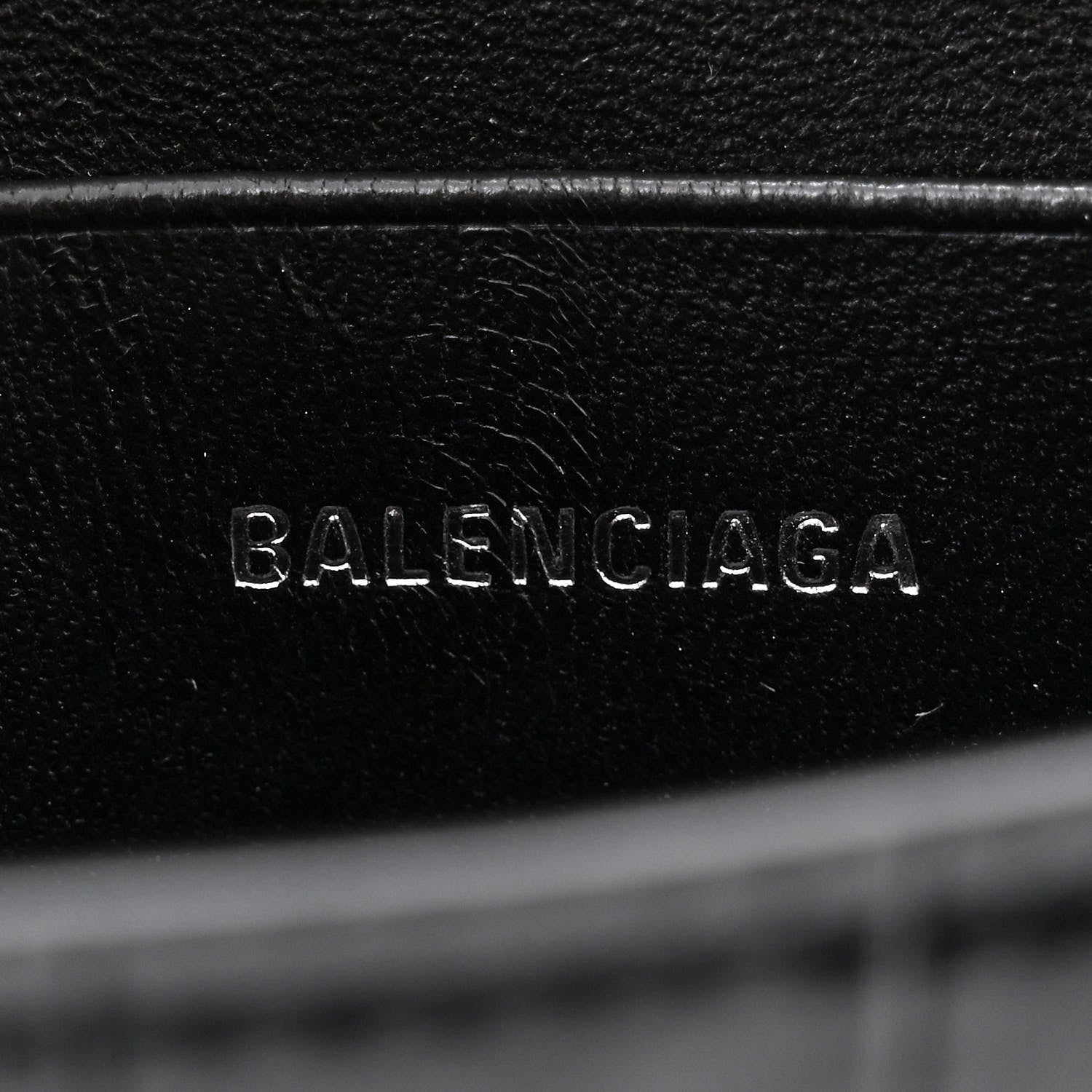 Balenciaga Shiny Calfskin Monochrome Crocodile Embossed Hourglass Top Handle Bag Mini Black 6 of 11