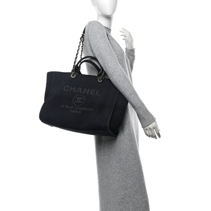 Chanel Mixed Fibers Calfskin Medium Deauville Tote Dark Blue 2 of 12