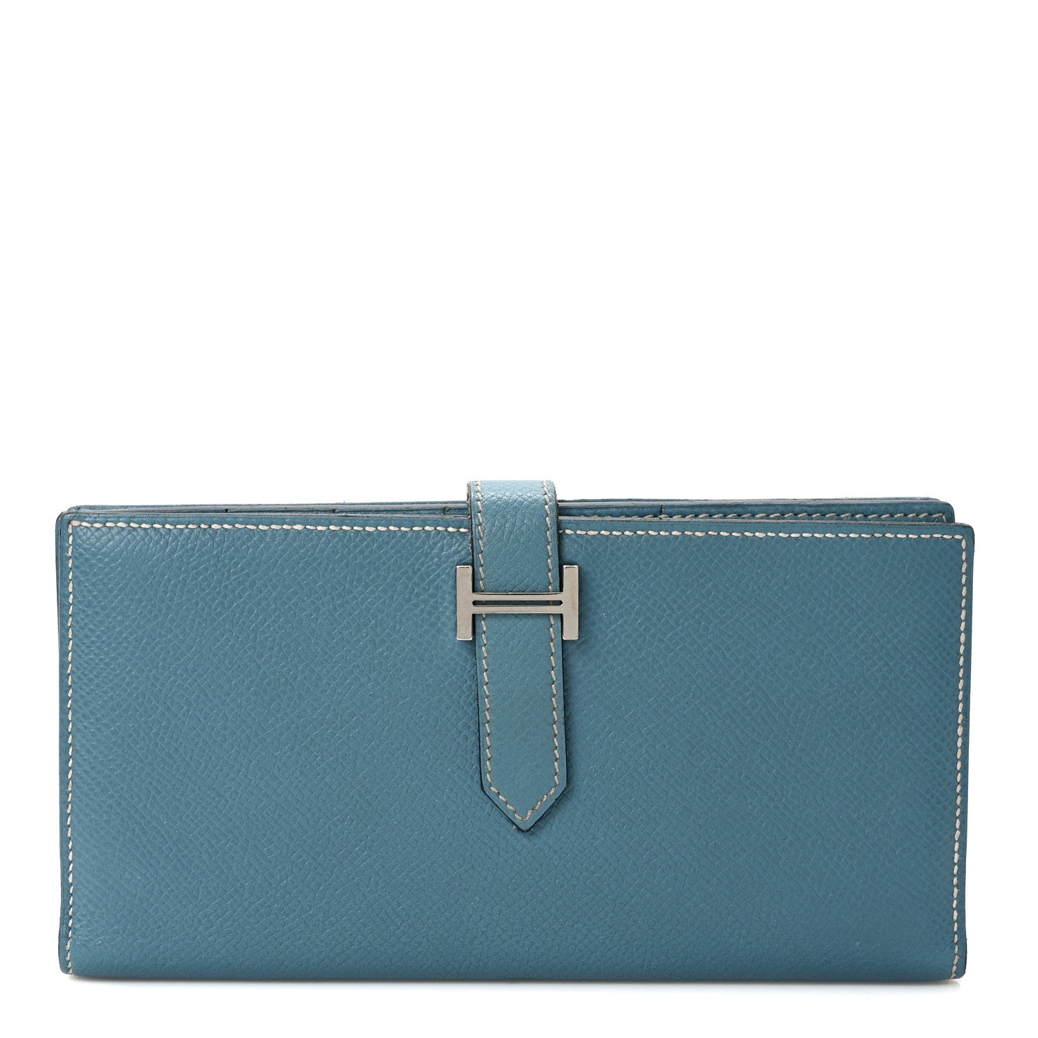 Hermes Epsom Bearn Gusset Wallet Blue Jean 1 of 5