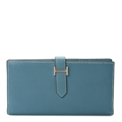 Hermes Epsom Bearn Gusset Wallet Blue Jean 1 of 5