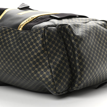 Gucci X DAPPER DAN Calfskin Laminated Ayers GG Micro Monogram Double Buckle Backpack Black Gold 9 of 9