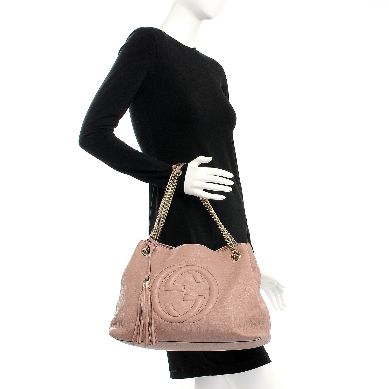 Gucci Pebbled Calfskin Medium Soho Chain Shoulder Bag Dark Cipria 2 of 8