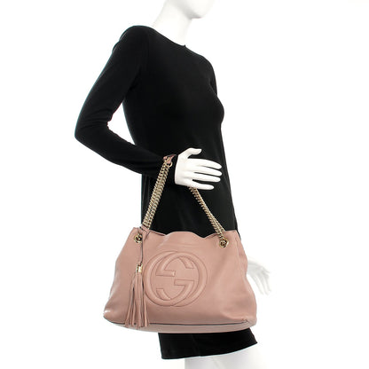 Gucci Pebbled Calfskin Medium Soho Chain Shoulder Bag Dark Cipria 2 of 8