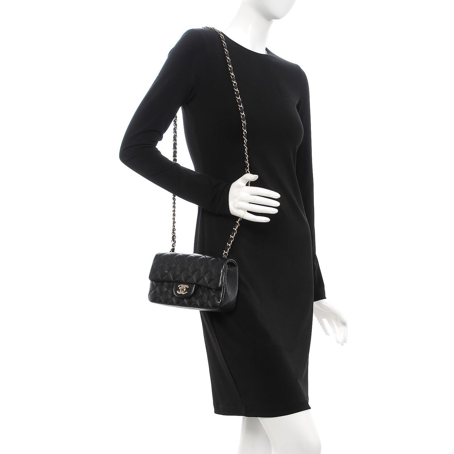 Caviar Quilted Mini Rectangular Flap Black