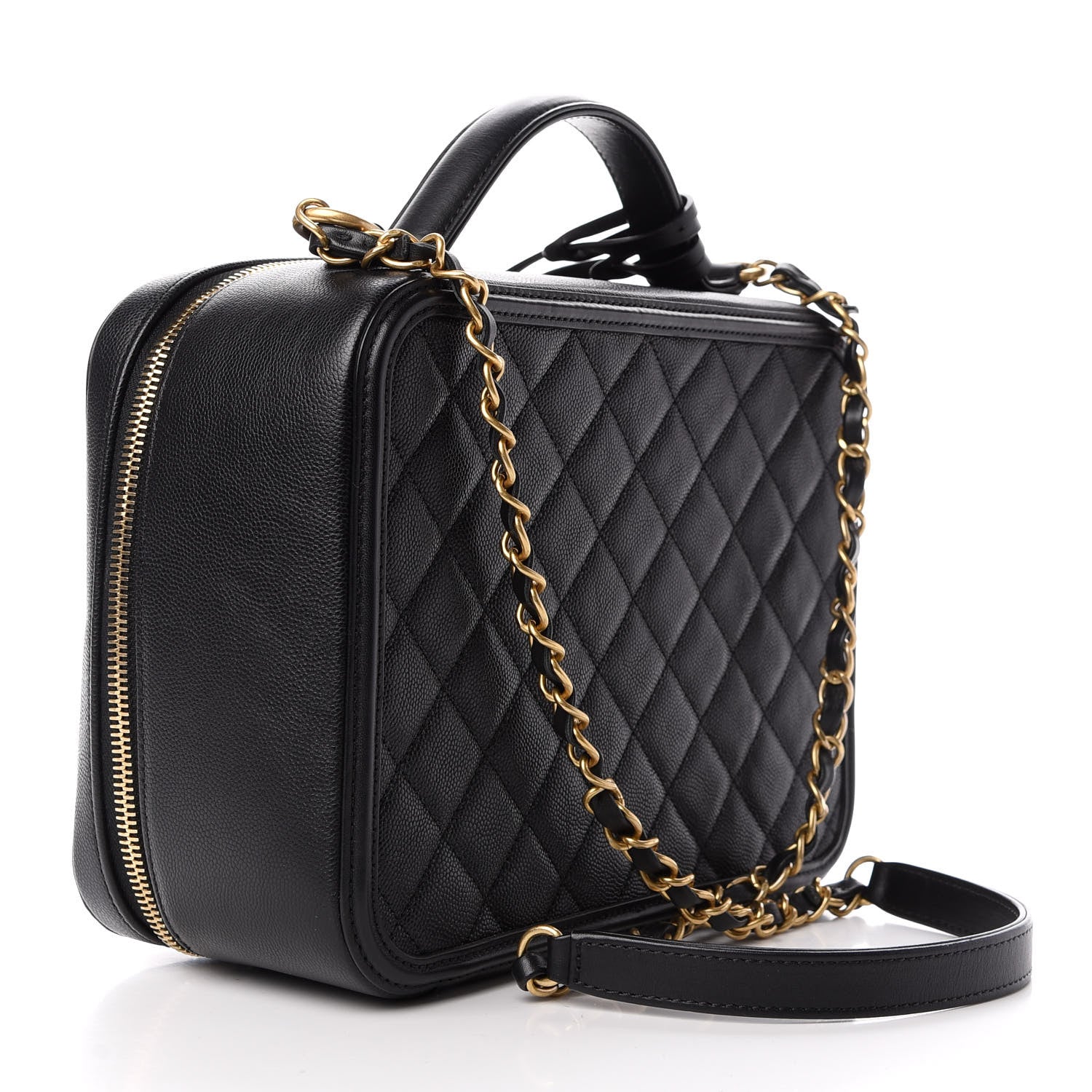 Chanel Caviar Quilted Large CC Filigree Vanity Case Black 3 of 10