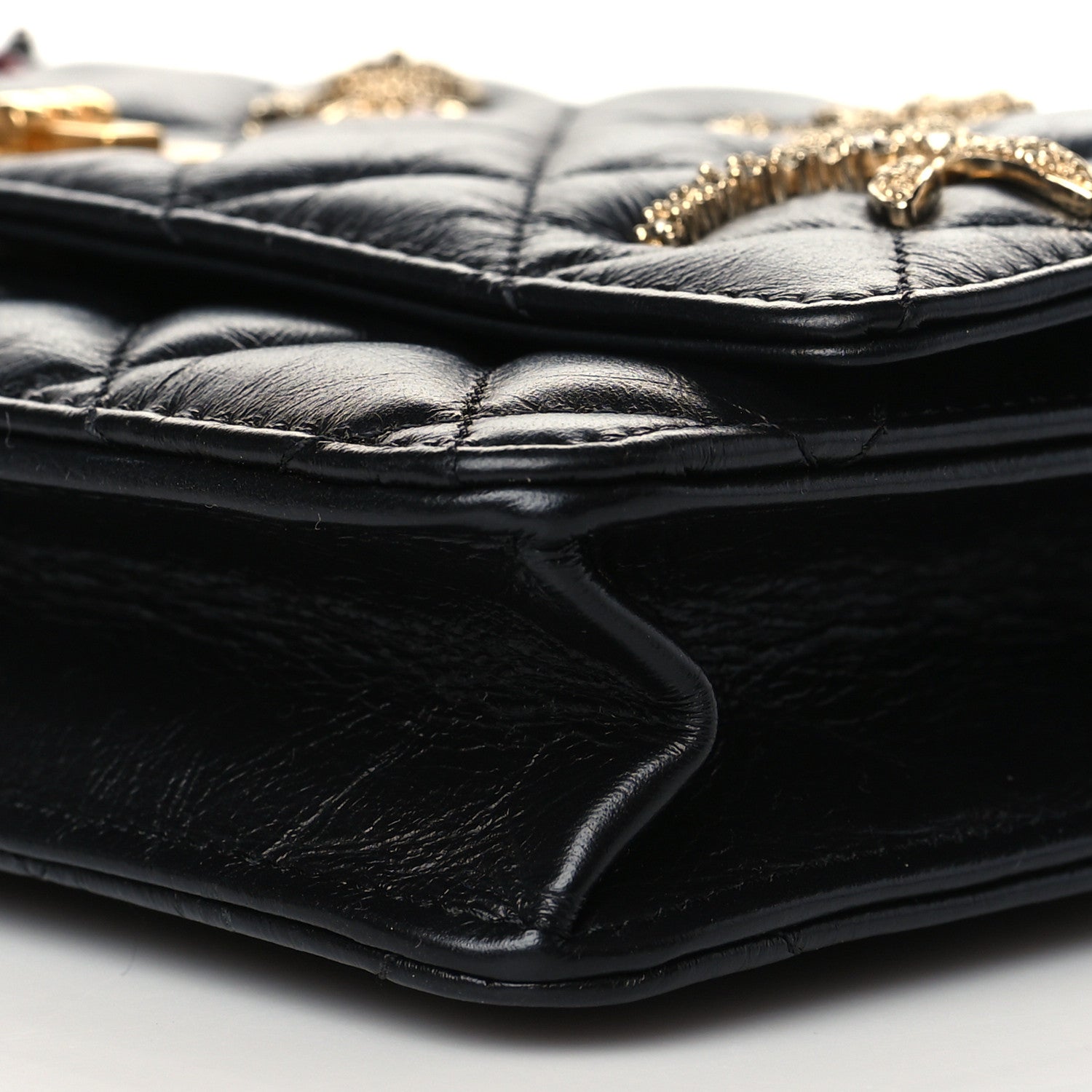Chanel Aged Calfskin Quilted Lucky Charms 2.55 Reissue Wallet On Chain WOC Black 11 of 11