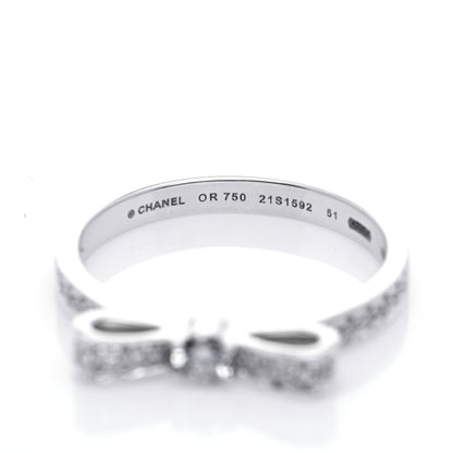 Chanel 18K White Gold Diamond Ruban Ring 51 5.75 6 of 6