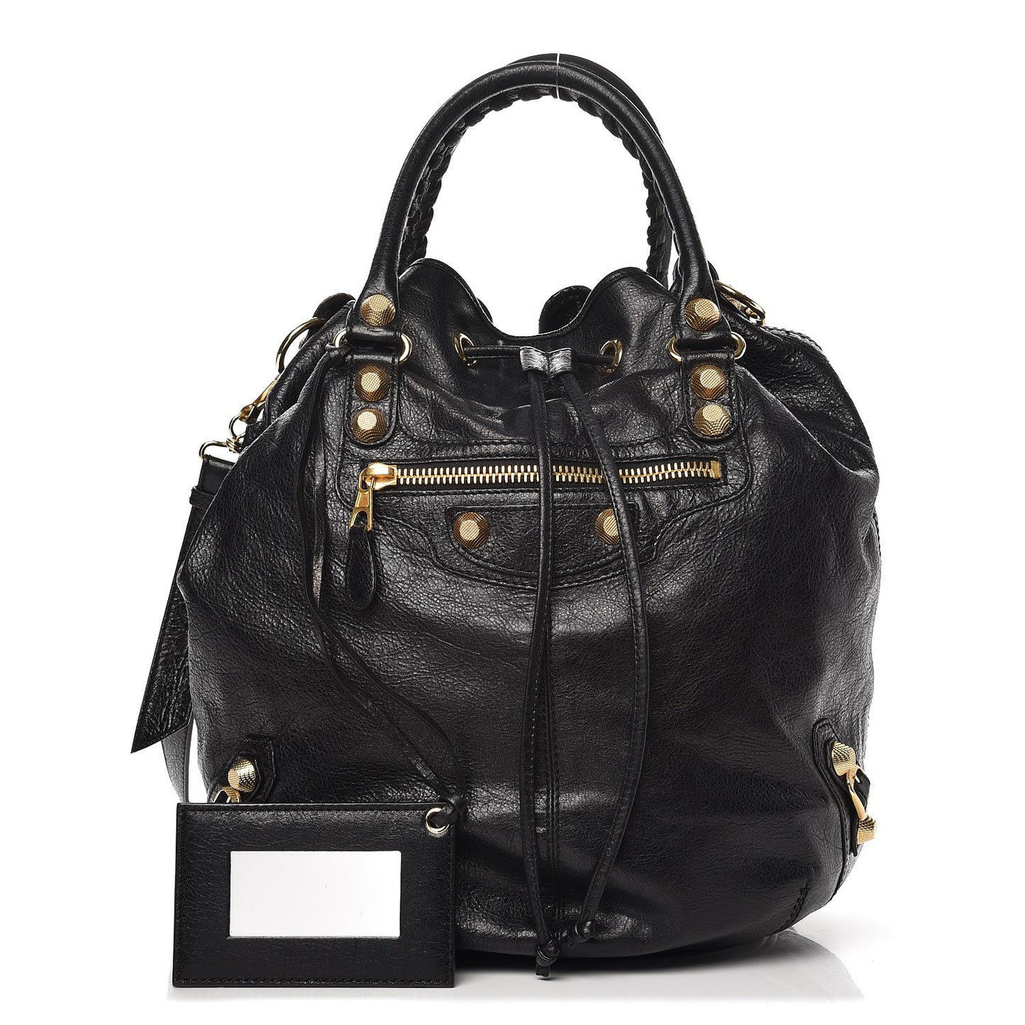 Agneau Giant 12 Gold Hardware Pompon Black