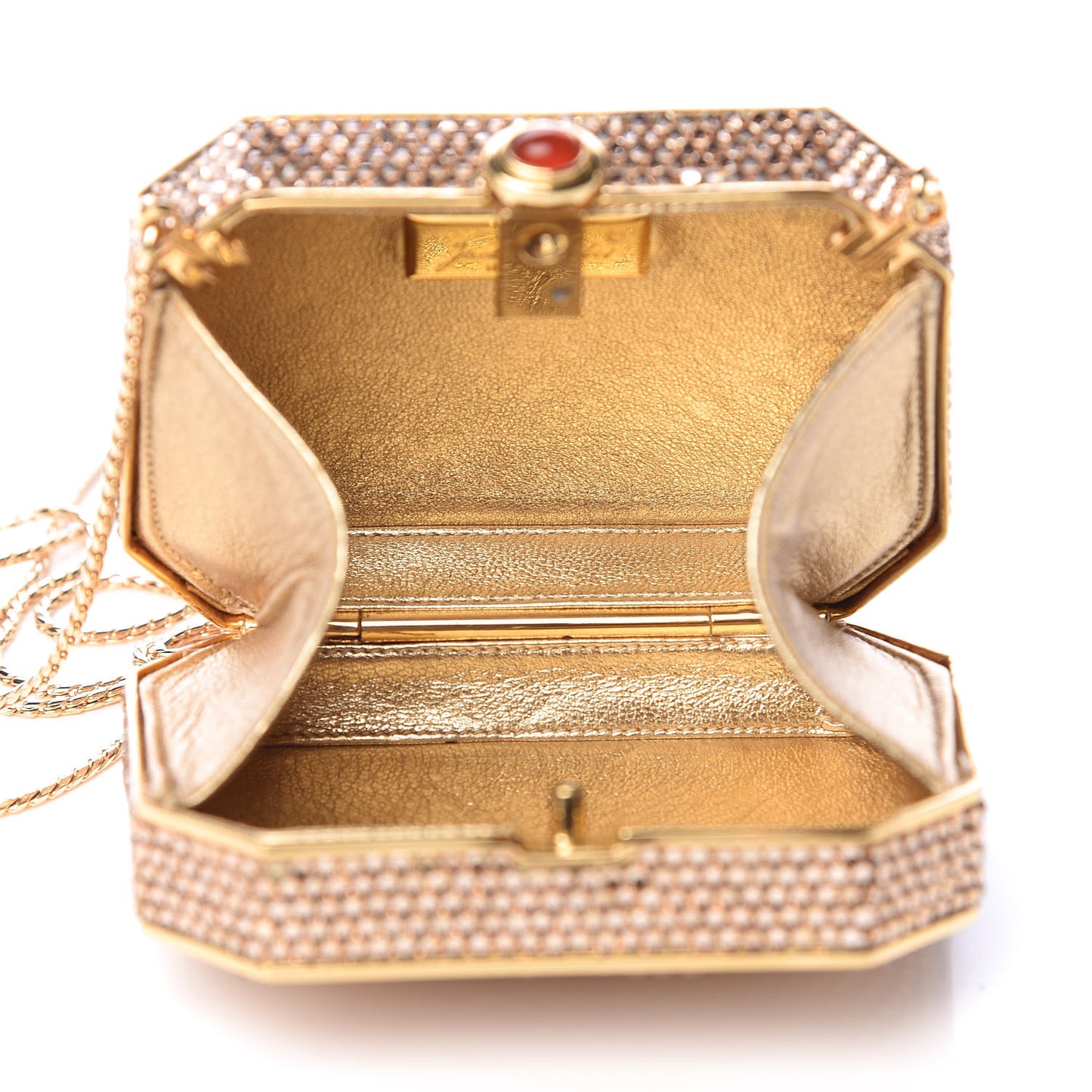 Swarovski Crystal Minaudiere Clutch Gold