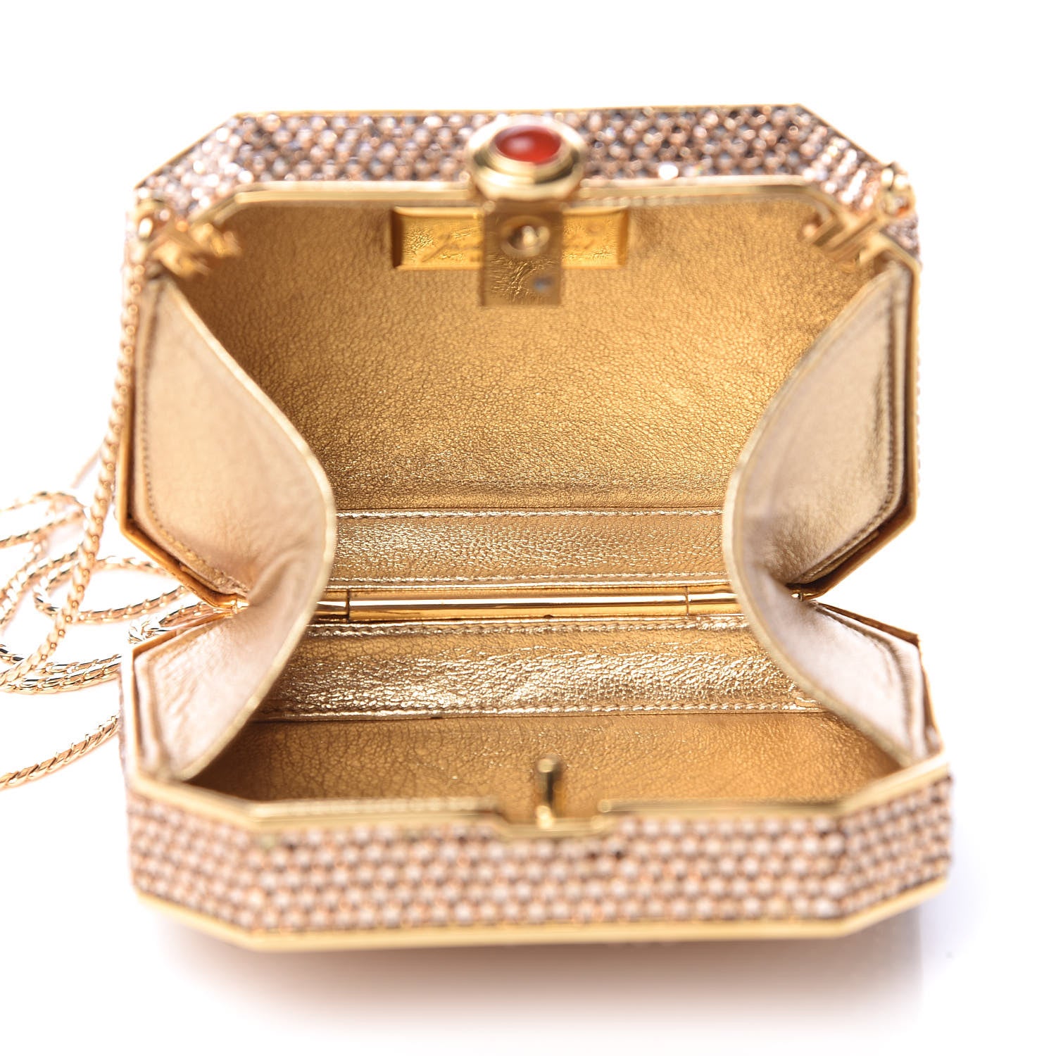 Judith Leiber Swarovski Crystal Minaudiere Clutch Gold 5 of 9